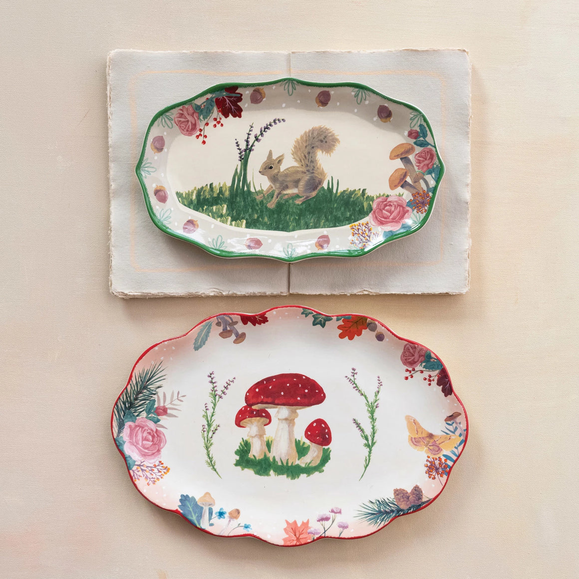 Bring Woodland Charm to Your Table: The Ceramic Platter with Woodland Flora Collection