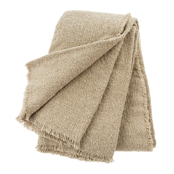 Fringed Boucle Bed Blanket - Natural