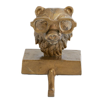 Beatrice the Bear antique brass stocking hanger.