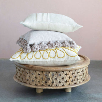 Cotton Pillow with Tassels - Lavender