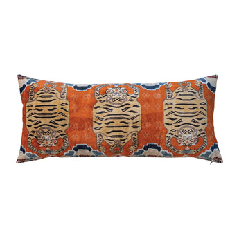 32"L x 14"H Cotton Velvet Printed Lumbar Pillow.