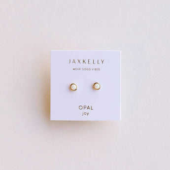 JaxKelly Simple Stud Earring with White Opal.