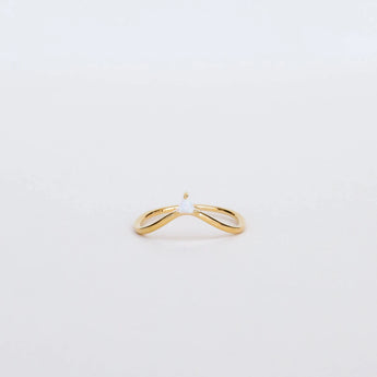 JaxKelly Gold Ring featuring an Arched Triangle with White Opal center. 