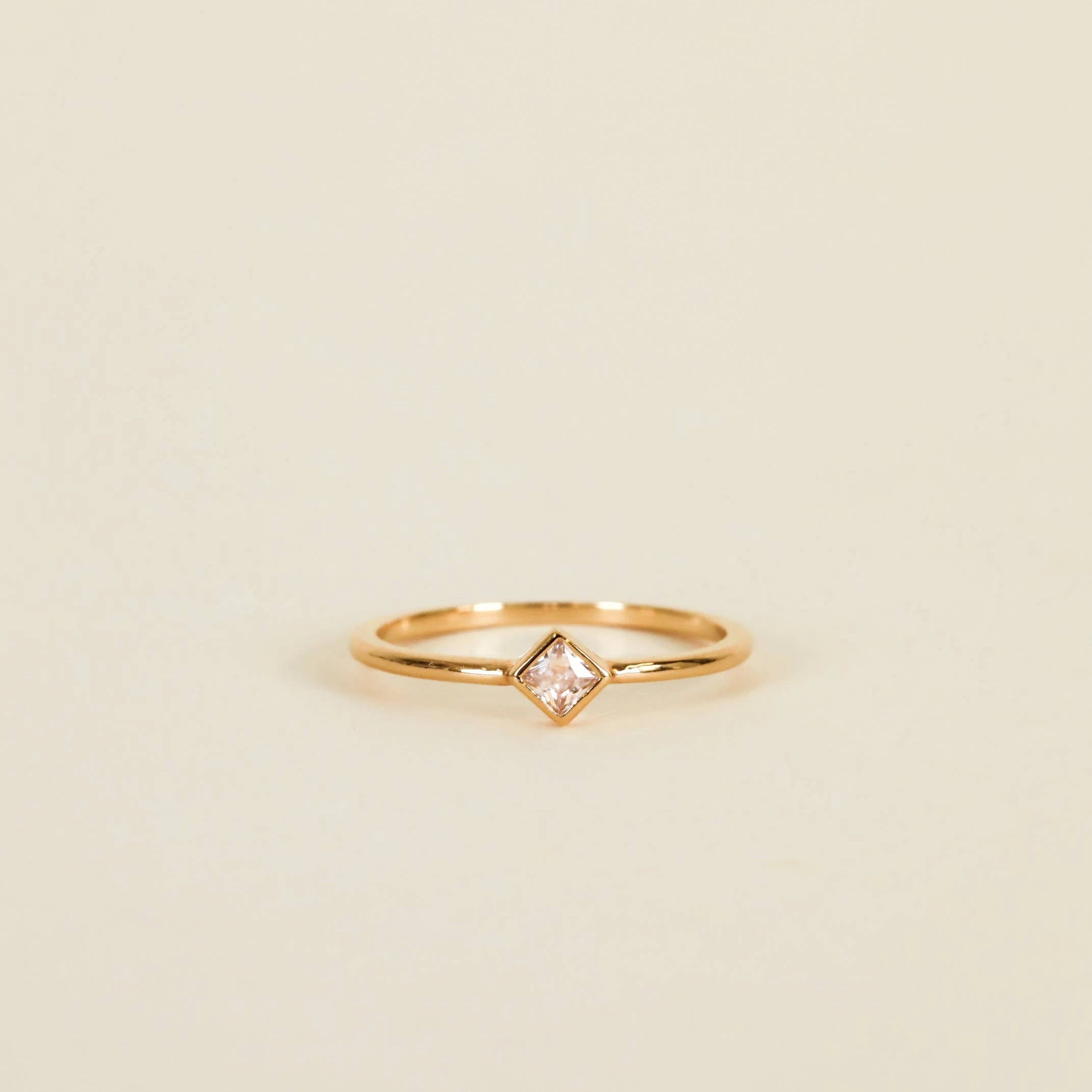 JaxKelly Gold Ring with Champagne Diamond Stud.