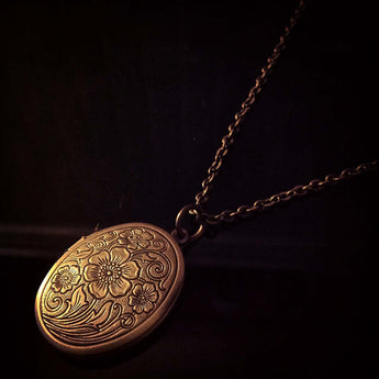 Emma Antique Brass Oval Locket Necklace