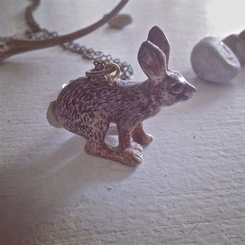 Dart Porcelain Jack-Rabbit Pendant Necklace