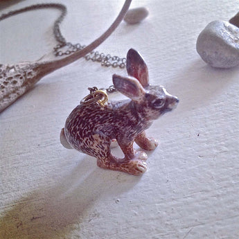 Dart Porcelain Jack-Rabbit Pendant Necklace