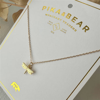 Ethel Dragonfly Charm Necklace in Gold