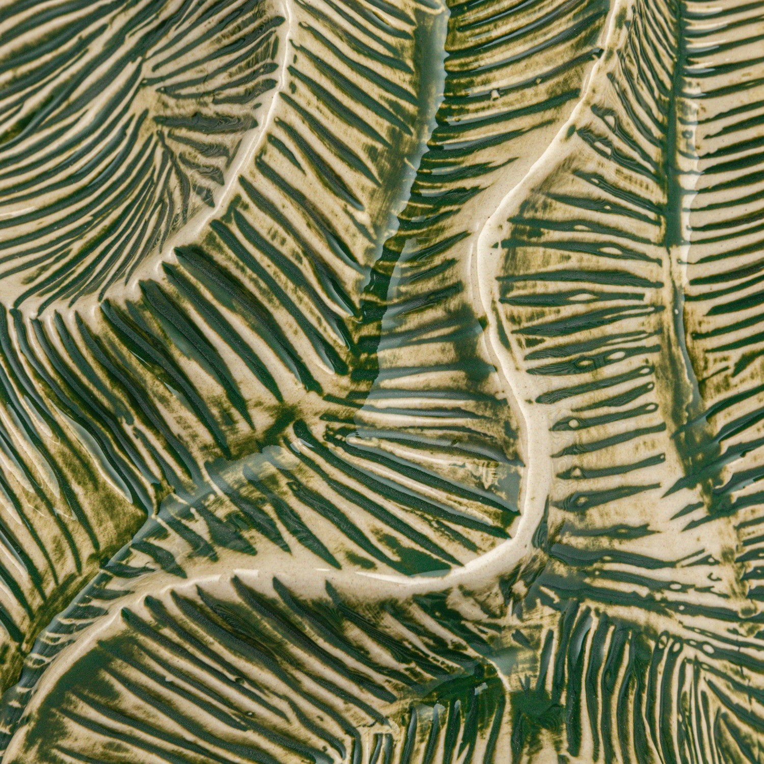 Up close of the Textured Stoneware Organic Shaped Vase showing the textured design. 