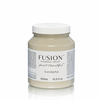 Fusion Mineral Paint Eucalyptus, 500ml jar, muted green with grey undertones.