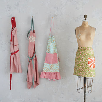 Cotton Printed Half Apron with Peppermint Shaped Pocket