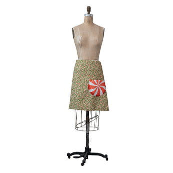 Cotton Printed Half Apron with Peppermint Shaped Pocket