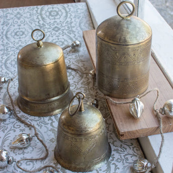 Three Antique Brass Finish Bells