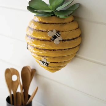 Ceramic Bee Hive Wall Planter