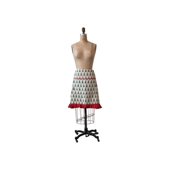 Cotton Printed Half Apron with Christmas Tree Pattern