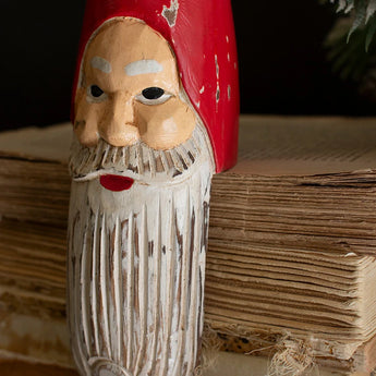 Carved and Painted Wooden Santa Shelf sitter