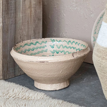 Decorative Hand-Painted Terra-cotta Bowl with Pattern