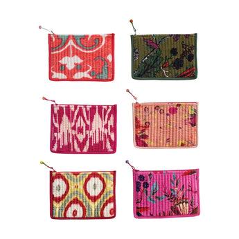 Six different styles of velvet zip pouch with an interior coating.