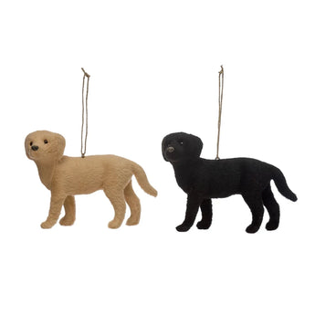 Faux Fur Labrador Ornament in two different colors. 