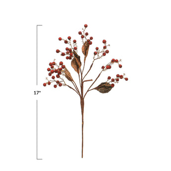 17-inch-high faux berry pick for holiday decor.