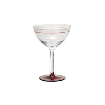 6 oz. Vintage Reproduction Stemmed Fluted Champagne Glass with a red base. 