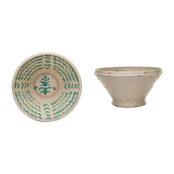 Decorative Hand-Painted Terra-cotta Bowl with Pattern