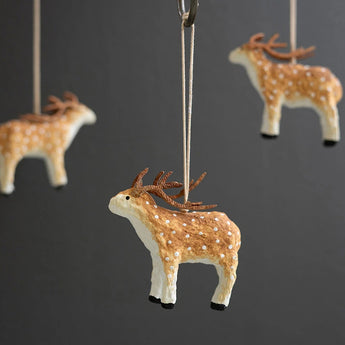 Paper Mache Deer Christmas Ornament