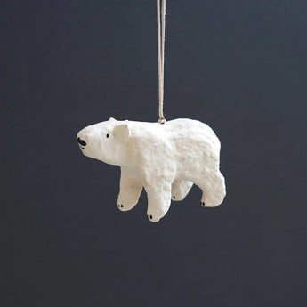 Paper Mache Bear Christmas Ornament