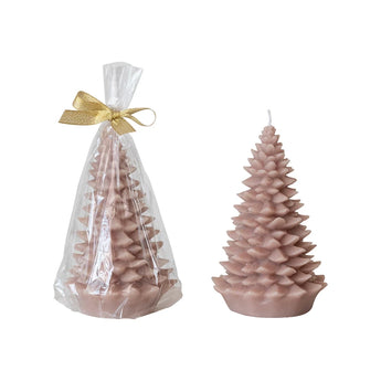 Unscented Tree Shaped Candle in the color Khaki.