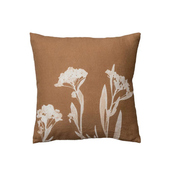 Linen Printed Pillow with Floral Image