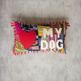 Love My Dog Kantha Pillow