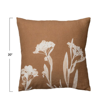 Measurements of the Linen Printed Pillow with Floral Image