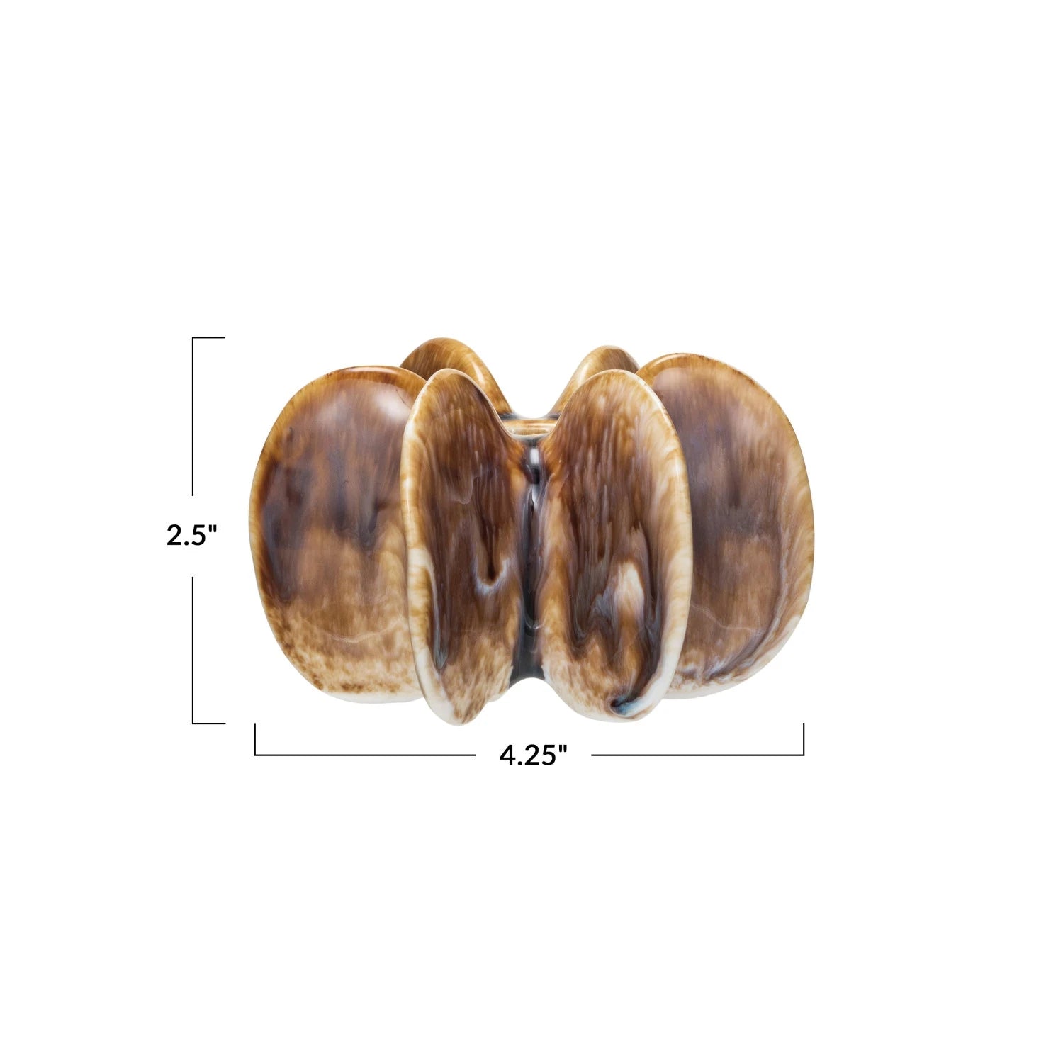 Measurements of the Stoneware Pleated Taper Holder with Reactive Glaze