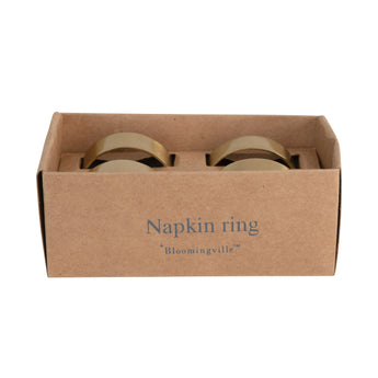 Brass Napkin Rings in Box, Set of 4