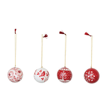 3" Round Hand-Painted Paper Mache Ball Ornament with Pattern in four different styles. 