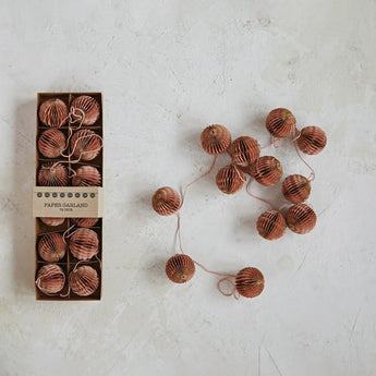 Peach Paper Ball Garland with Gold Accents.