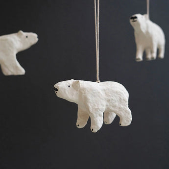 Paper Mache Bear Christmas Ornament