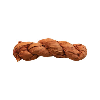 70-75 Yard Recycled Torn Silk Ribbon in a terracotta color