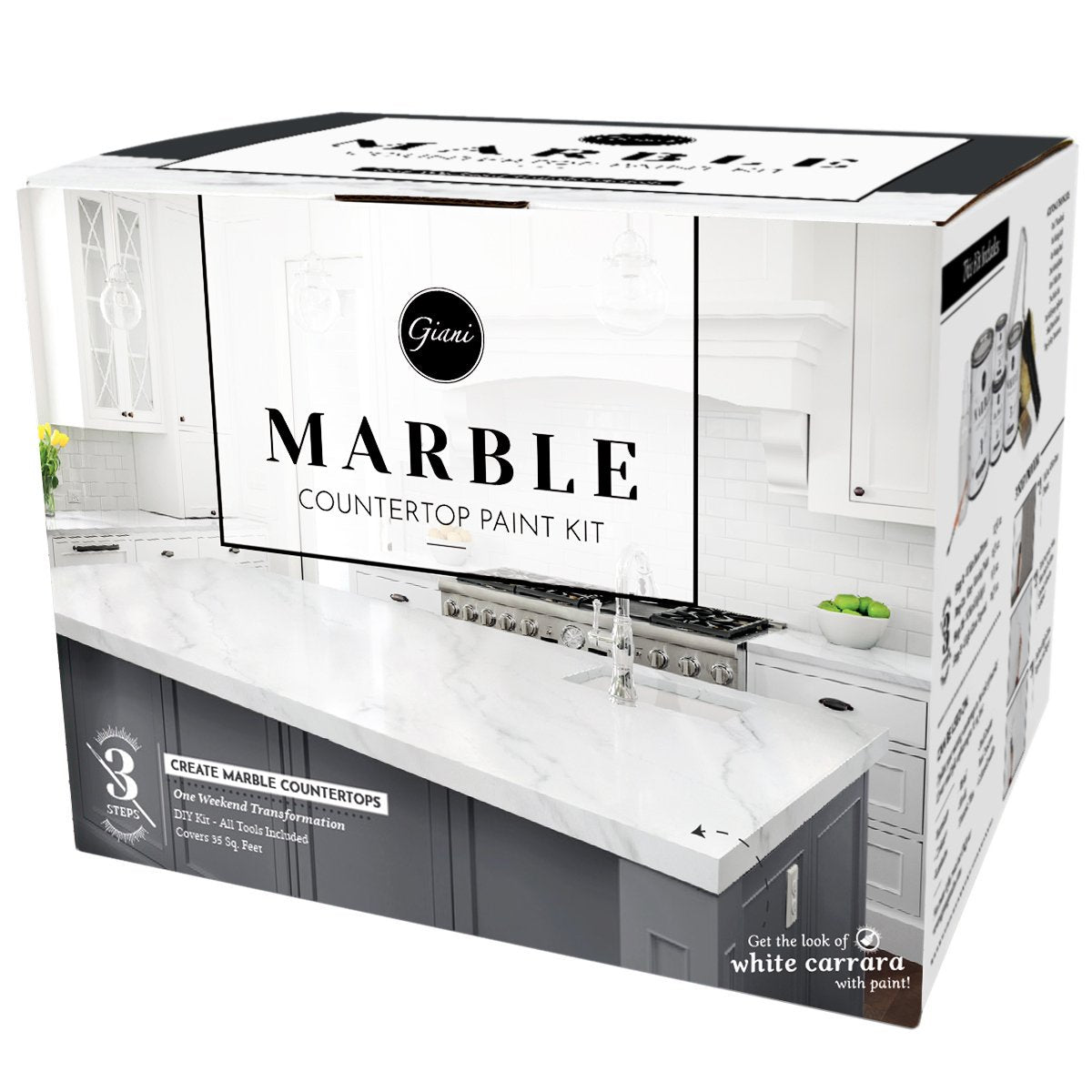 Giani Marble Countertop Paint Kit in White Carrara.