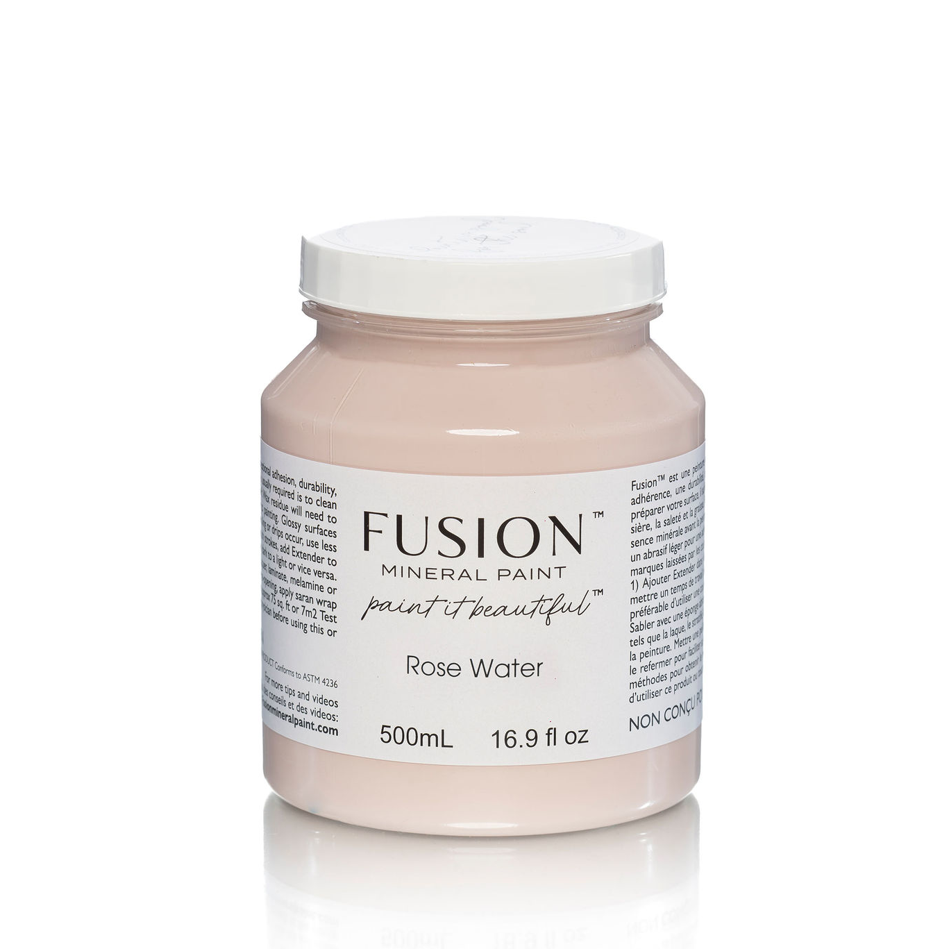 Fusion Mineral Paint Rose Water, 500ml jar, neutral pink inspired by rose petals.